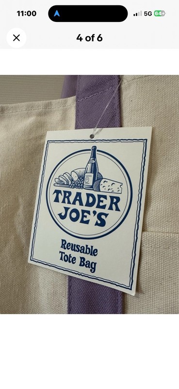 🔥 TRADER JOE'S, LAVENDER Lg CANVAS official Tote, Rare, LIMITED, SOLD OUT, NEW gallery
