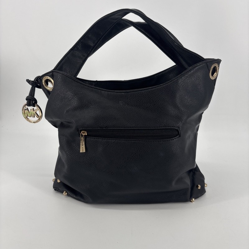 Michael Kors Uptown Astor Black Leather Studded Large Hobo Shoulder Bag Purse