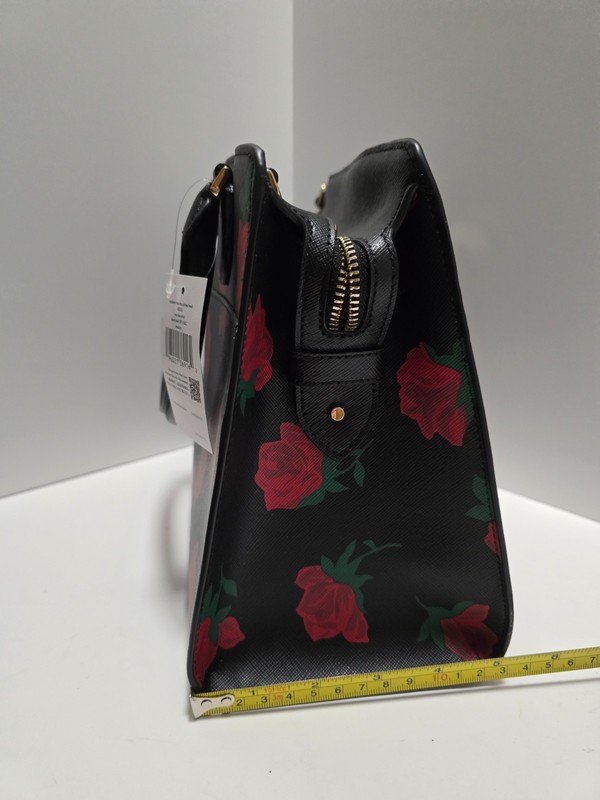 NWT Kate Spade Madison Medium Rose Toss Print Leather Satchel KE536 MSRP $429 gallery
