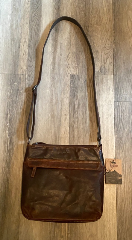 JACK GEORGES Voyager Crossbody Bag Brown Buffalo Leather Unisex NEW $240 Rustic