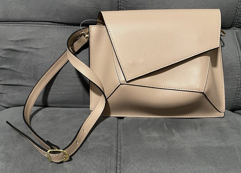 Isadora Blush Taupe Italian Leather Puzzle Crossbody Bag