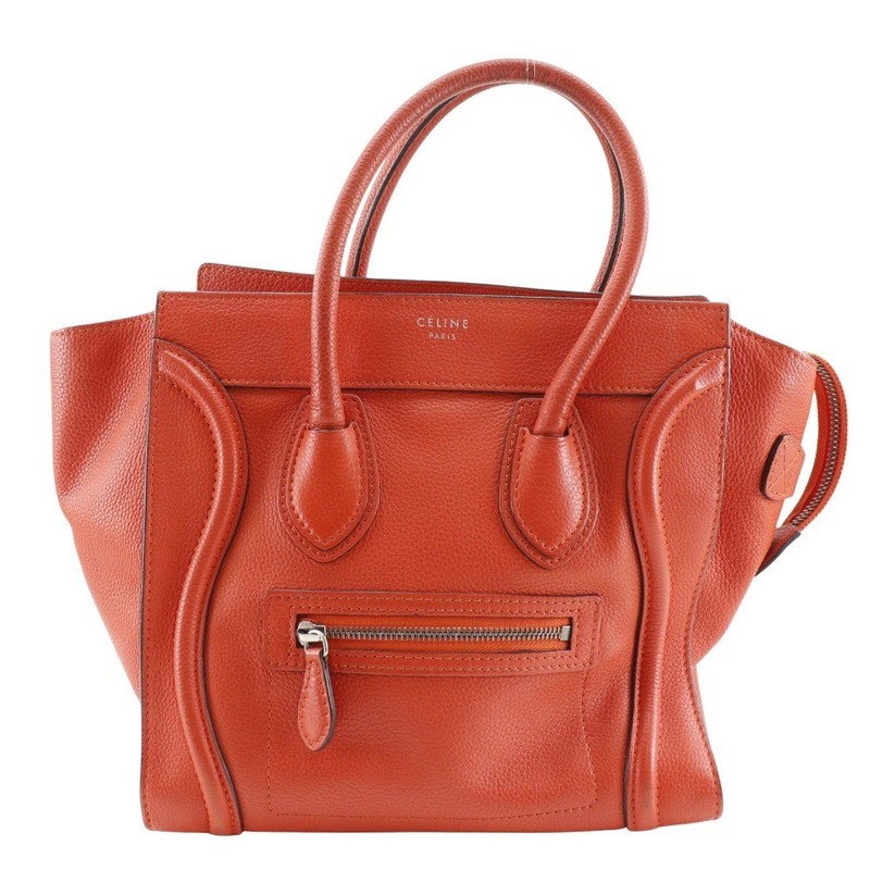 CELINE Luggage Handbag Micro shopper Red/Orange leather Women