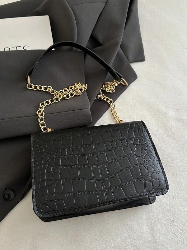 Mini Colorblock Ruched Crossbody Bag Women Metal Chain Shoulder Square Purse gallery