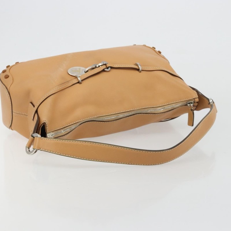 TOD’S Shoulder Bag Leather Brown Silver Auth ka4498A gallery