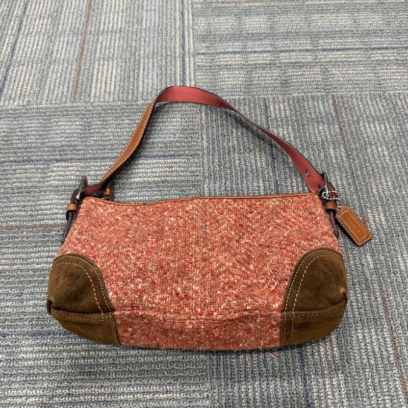 COACH Demi Scaro Hampton Herringbone Suede Leather F11213 Rose Tweed