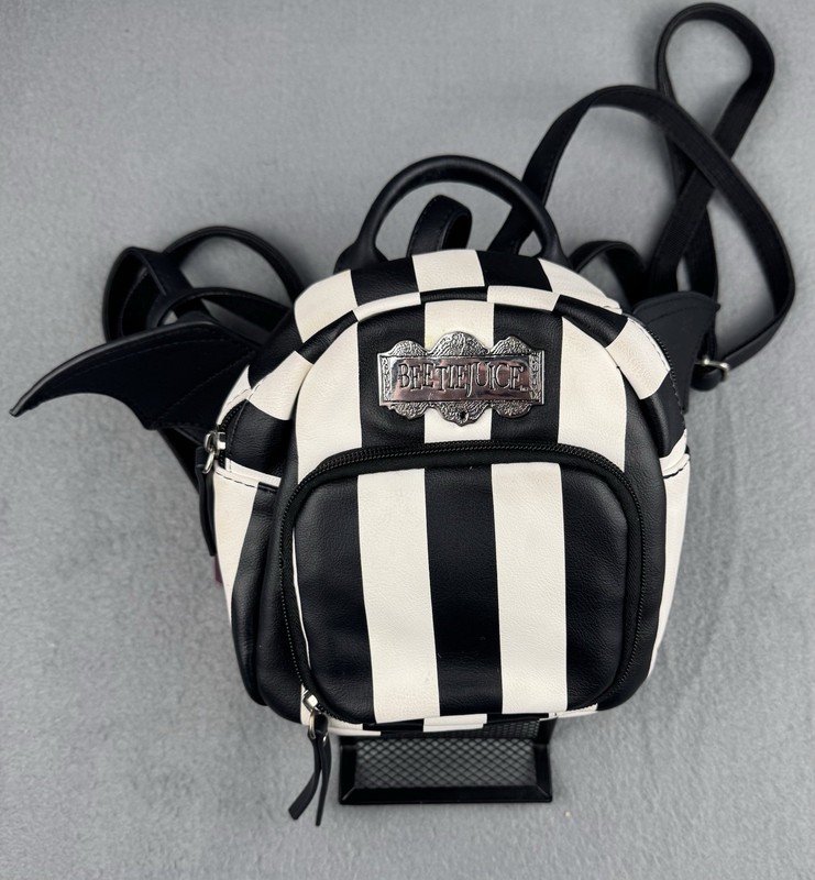 Hot Topic Mini Backpack~Beetlejuice~Handbook Charm~Pre-Owned Great Condition
