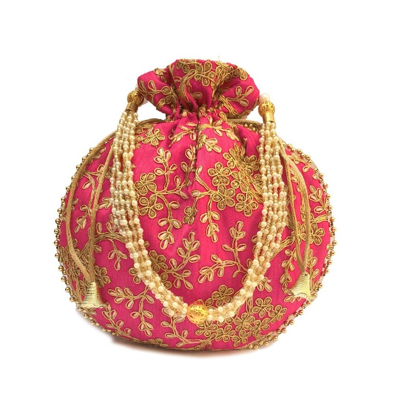 Handmade Indian Potli Bag Embroidered Wedding Party Clutch Purse for Women
