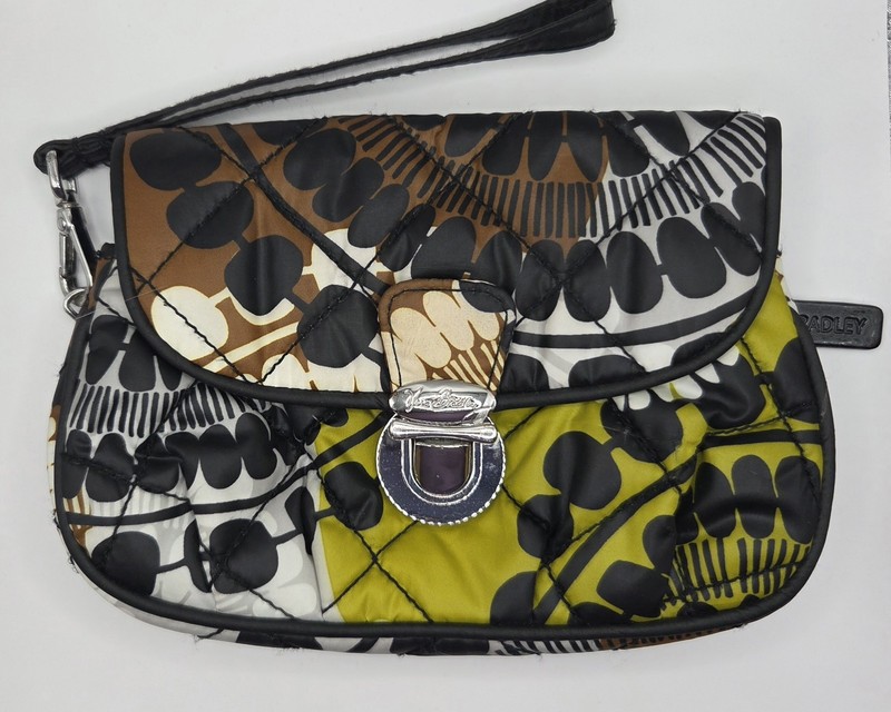 Vera Bradley ~Clutch Purse Bag Wristlet Handle Cocoa Moss~Zip push lock closures