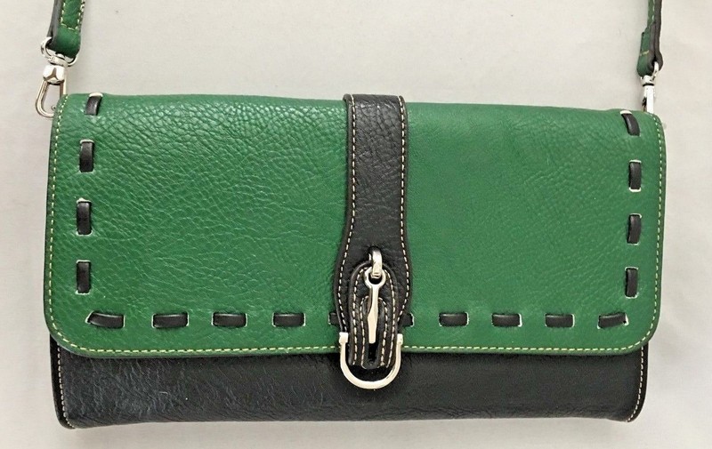 Green Black 6.25X11″ Crossbody Purse With 46″ Adjustable Handle & 5 Pockets