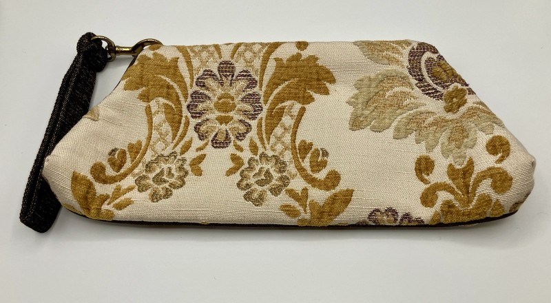 Offhand Designs Nina Wristlet- Luxury Gold Antiqua Flora Pattern. Limited Ed.
