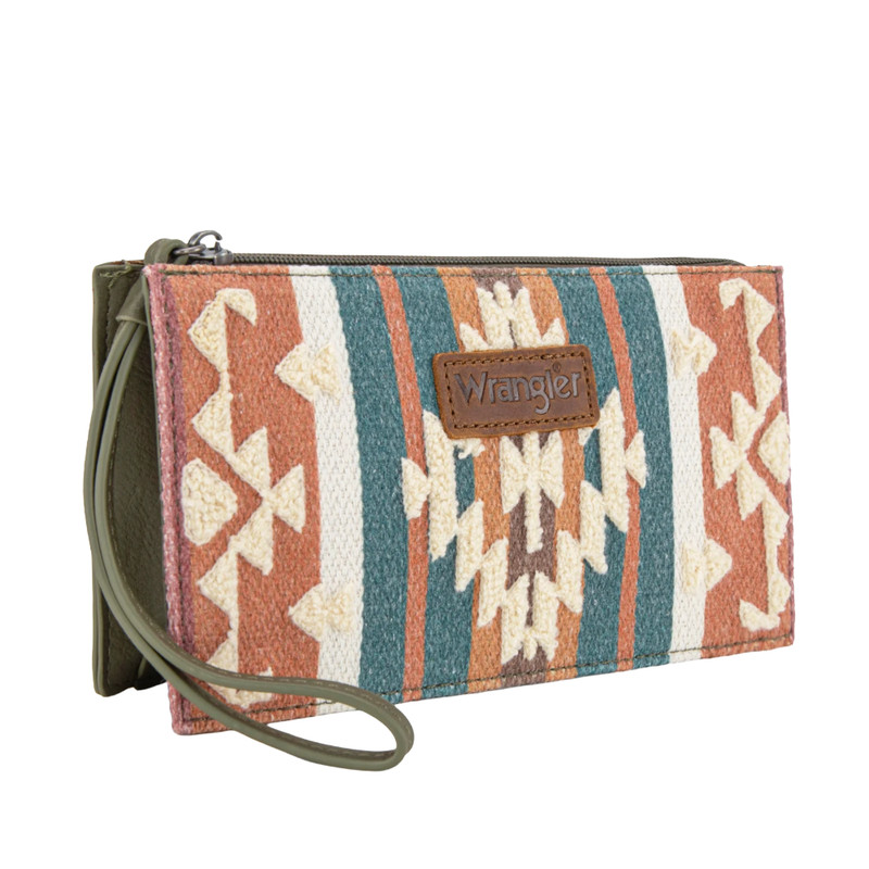 Wrangler Ladies Sherpa Aztec Canvas Green Clutch WG313-181GN