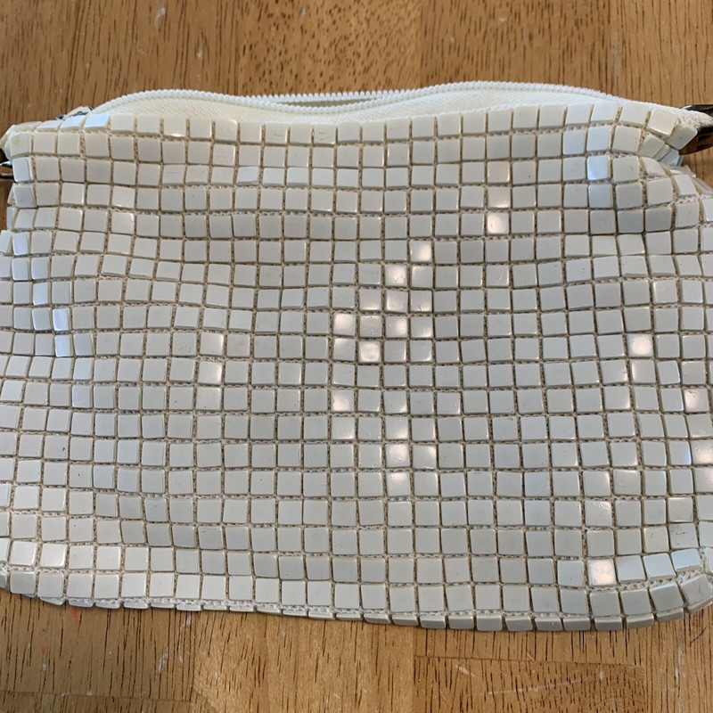 Evening Bag Purse Ivory Lucite Tiles Zip Closure Made In Macau “46”. Missing