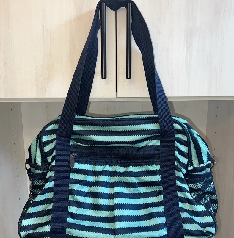 Thirty-One DEEP SEA WAVE TOTE Teal & Navy Blue NO Crossbody Strap