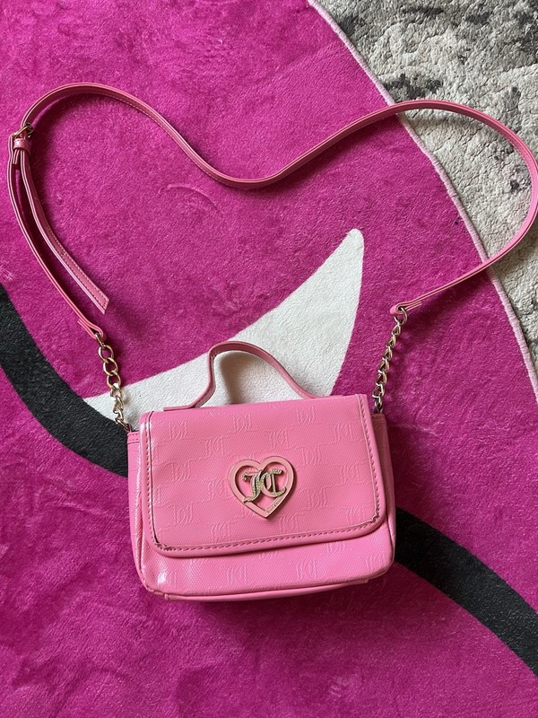 Juicy Couture Pink Satchel Heart Accent Logo Chain Top Handle Adjustable Strap