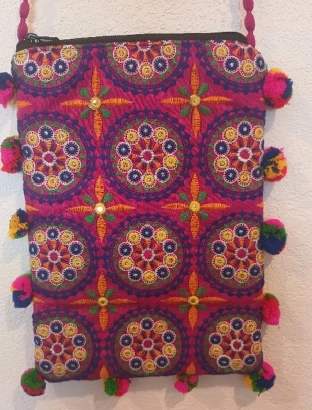 Suzani Style Embroidered Crossbody Bag
