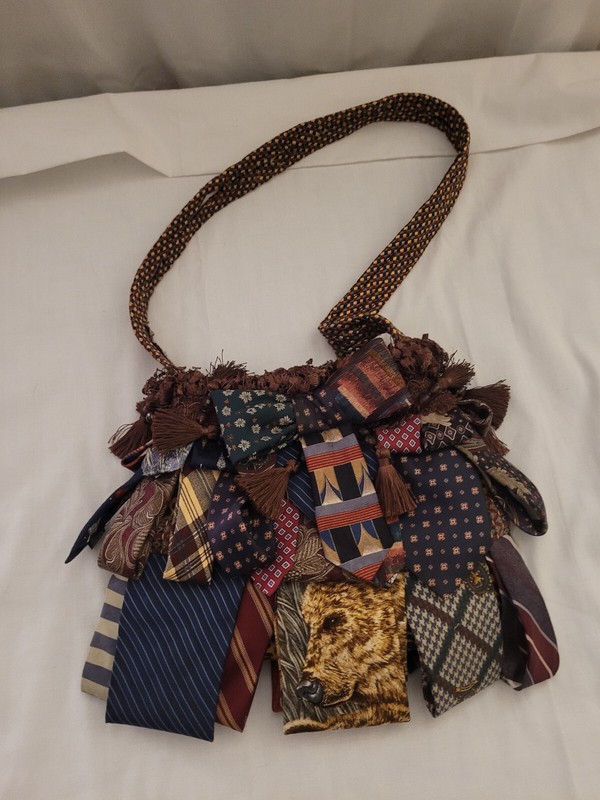Hand made Boho neck tie men’s tie handbag purse