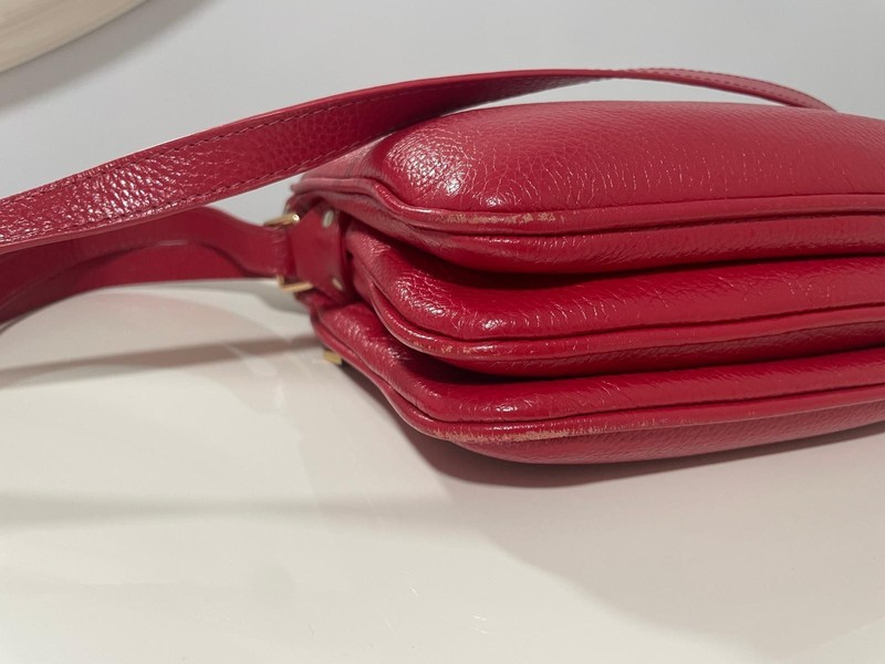 Women Red Genuine Leather Crossbody Bag Shoulder Elegant Classic Purse gallery