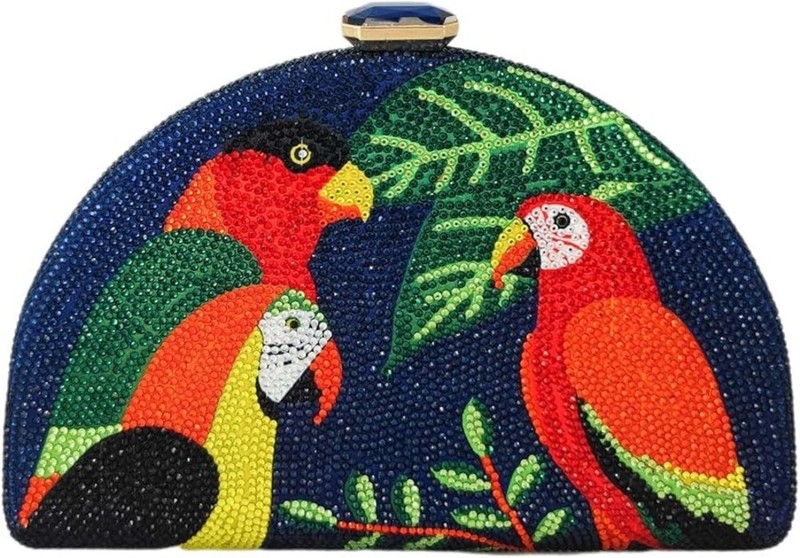 Crystal Rhinestone Cocktail Evening Handbag Purse, Clutch, “Parrot” Brand New