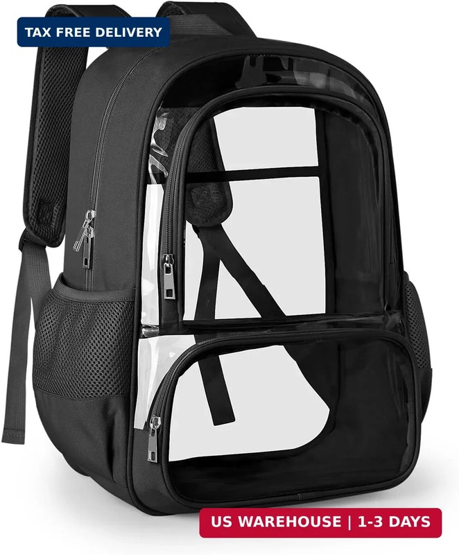 KIMNERPU Clear Backpack, Fabric & PVC Transparent Backpack with Reinforced Strap