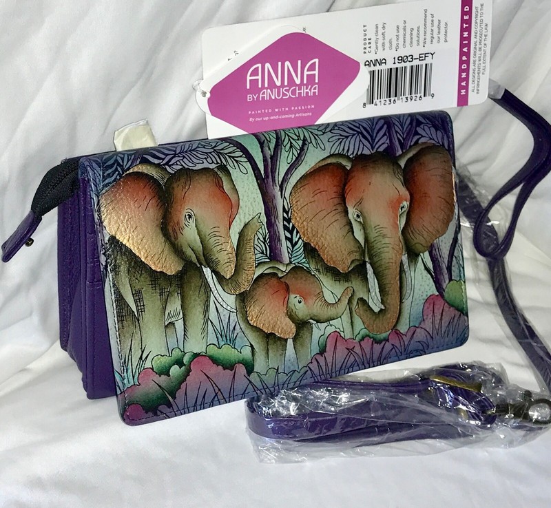 Anuschka Anna NWT💜4 In 1 Convertible X-body/Clutch/Wristlet/Belt Bag-1903-EFY