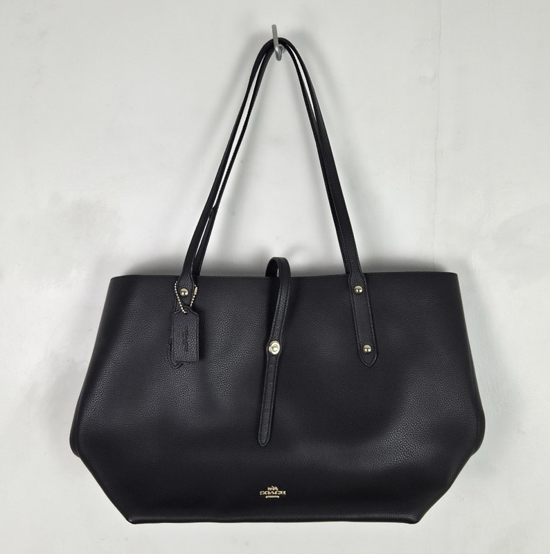 Coach Market Tote Bag #58849 Polished Black Pebble Leather