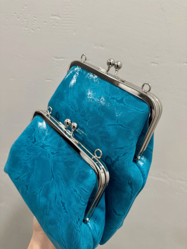 Unique 2 In 1, Embossed Leather Handmade Kisslock Double Frame Multi Use Bag gallery