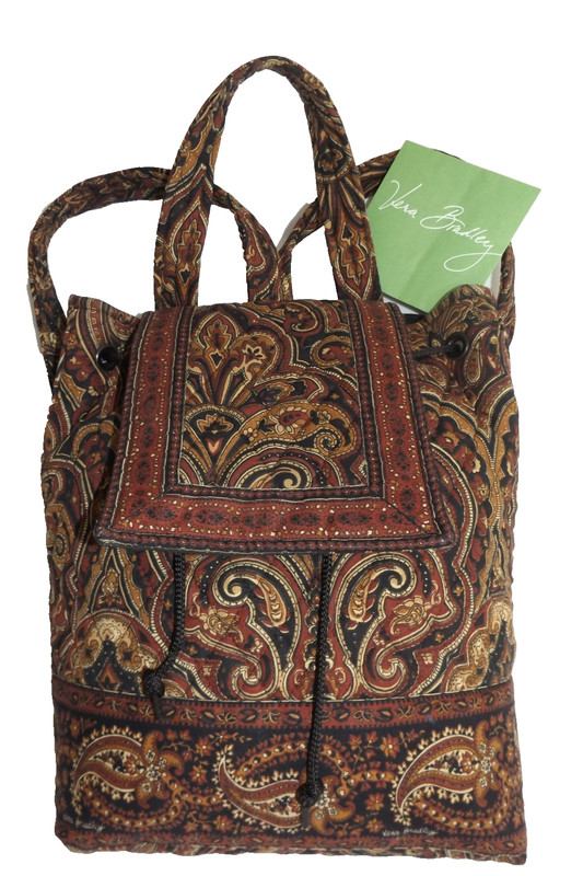 VERA BRADLEY Mimi Drawstring Backpack – Mocha Medallions Brown – Excellent Cond.