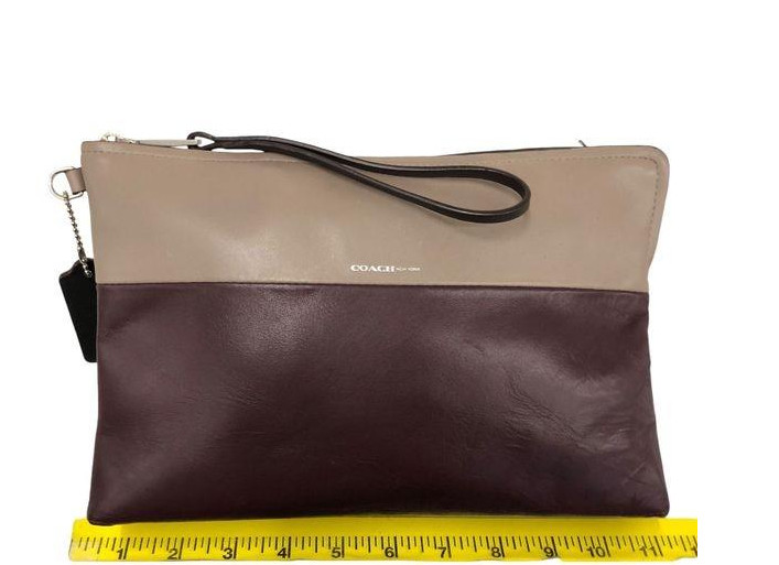 Coach New York Oxblood/Tan Borough Boarskin Glovetanned Leather Clutch gallery