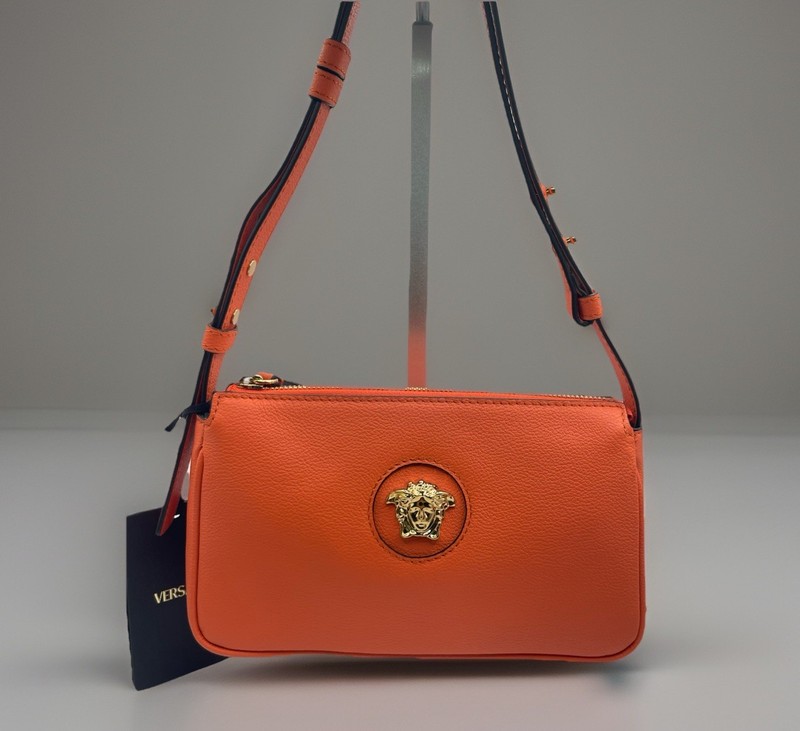 Versace La Medusa Shoulder Bag Calf Leather PumpkinAuthentic $925 HOT DEAL