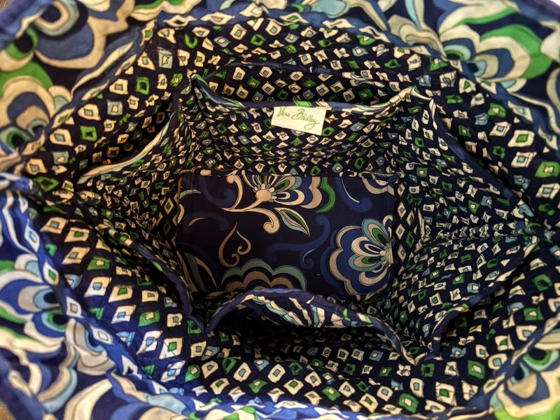 VERA BRADLEY Large TOTE BAG Purse MEDITERRANEAN BLUE Paisley 17”x15”x 12”—EUC! gallery
