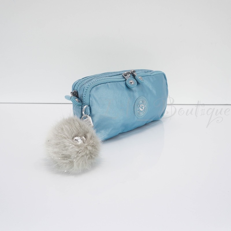 Kipling Chap Pen Case Makeup Accessory Pouch Polyamide AC7373 Aqua Tides Metalic gallery