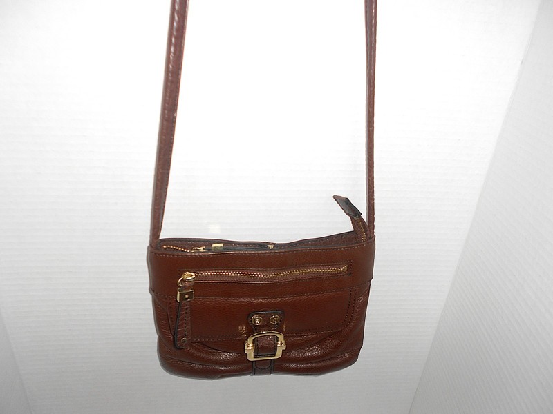 Etienne Aigner Dark Brown Genuine Leather Crossbody Bag Whitney Collection