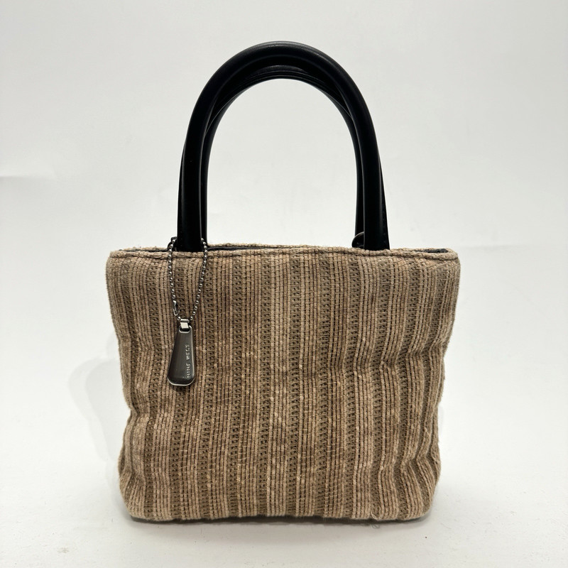 VTG Y2K Nine West Micro Mini Handbag Linen Cotton Corduroy Brown Festival Boho gallery