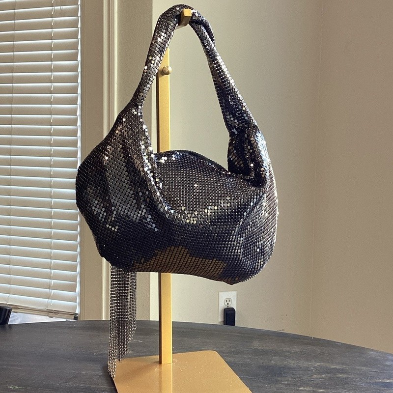 Whiting & Davis Marisol Twisted Hobo Handbag in Gunmetal gallery