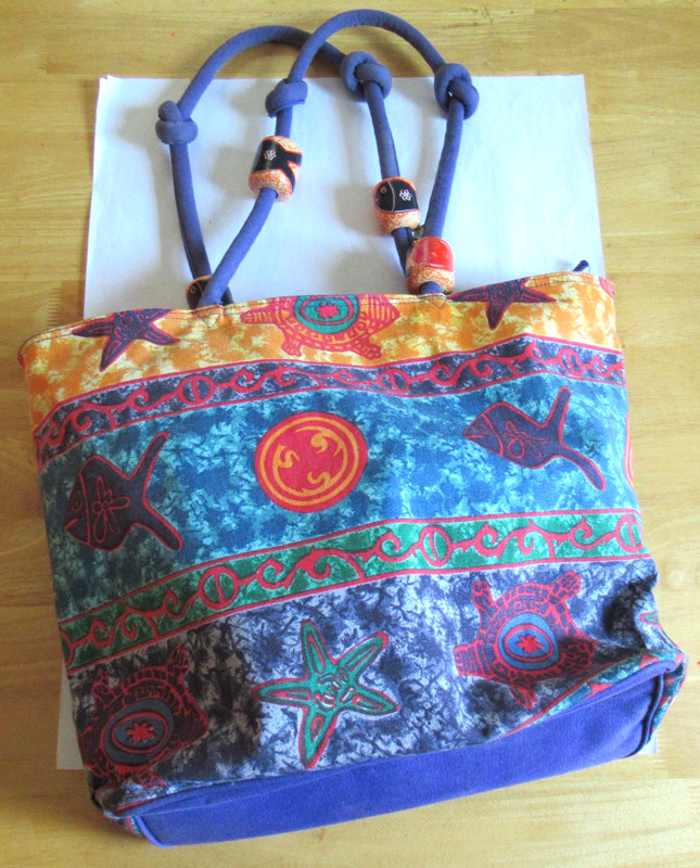 Sun n Sand Tropical Ocean Turtle Fish Starfish Large Canvas Beach Tote Bag
