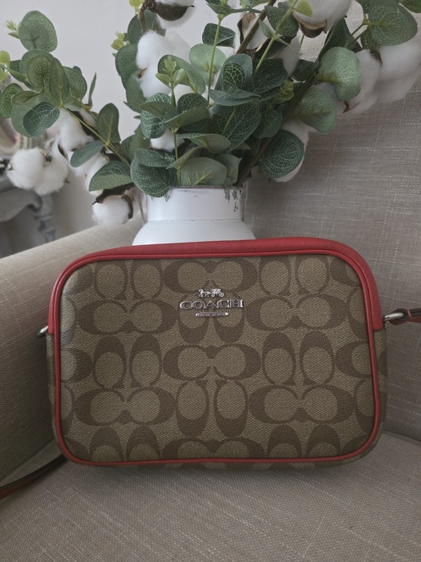 Coach Jamie Camera Bag In Signature Canvas Khaki Miami Red CR135
