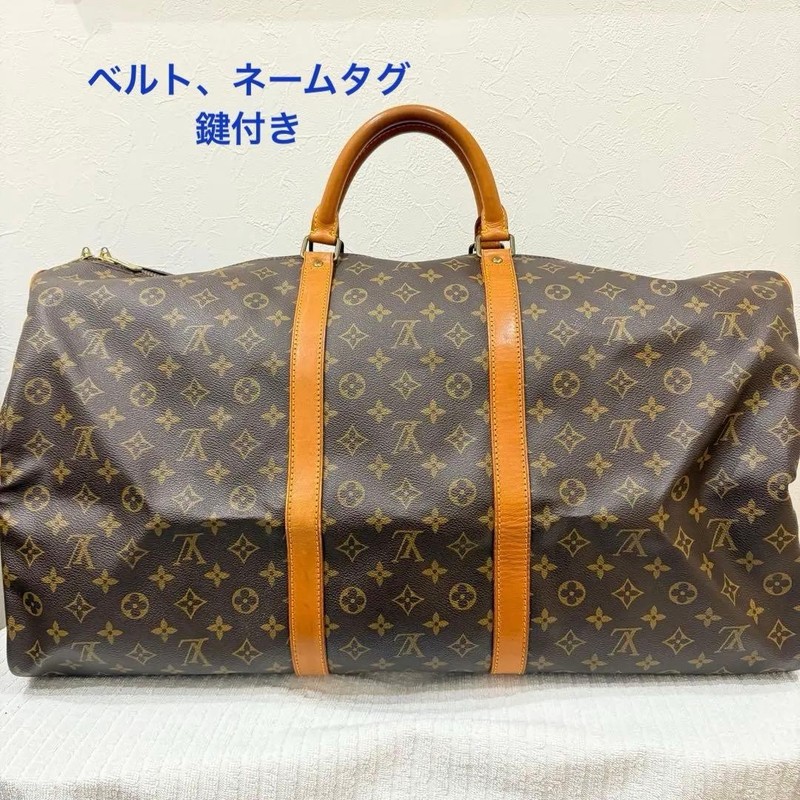 Louis Vuitton Keepall 60 Boston Bag with Belt, Padlock, Name Tag, Used