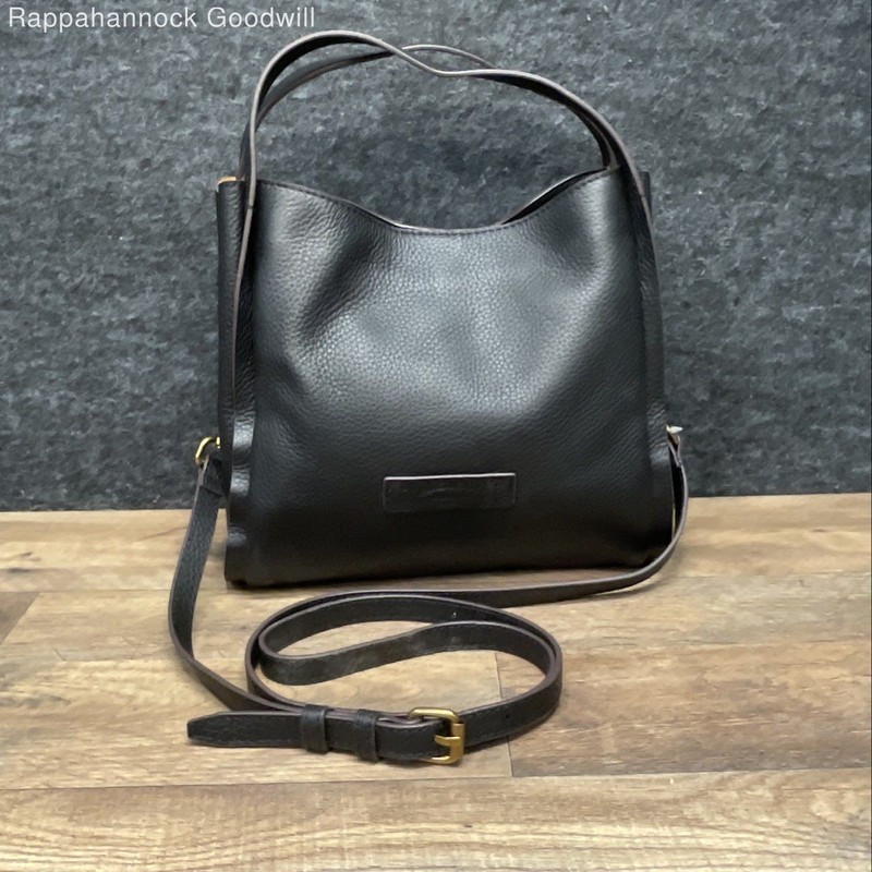 American Leather Co. Black Pebbled Leather Triple Entry Satchel Crossbody Bag