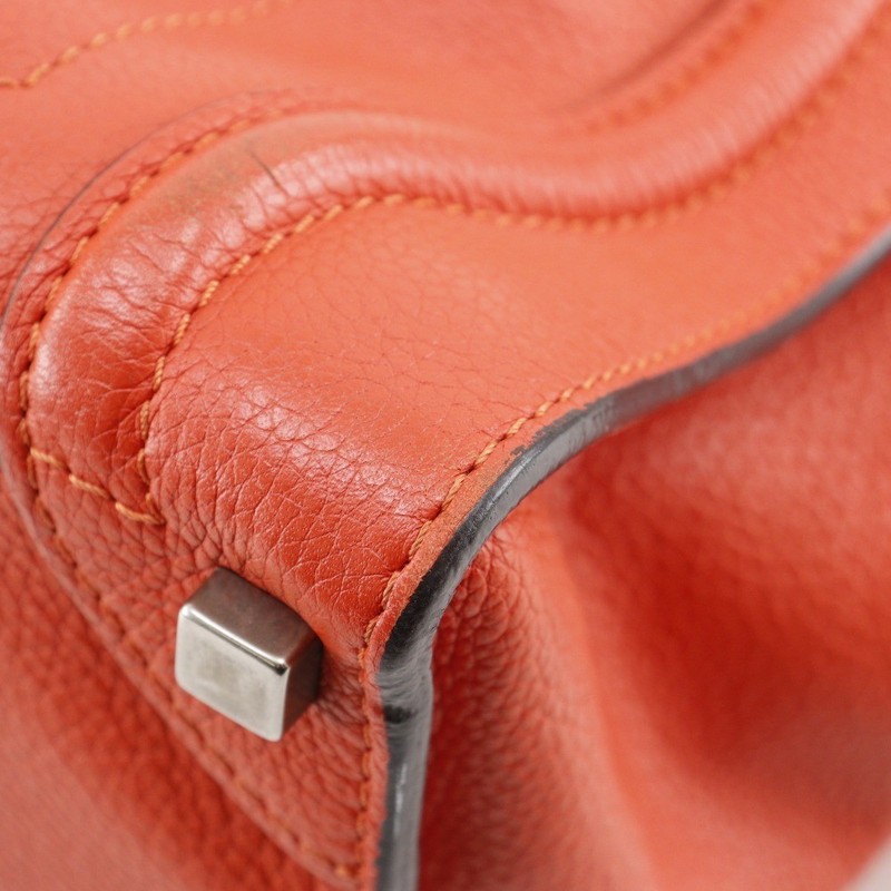 CELINE Luggage Handbag Micro shopper Red/Orange leather Women gallery