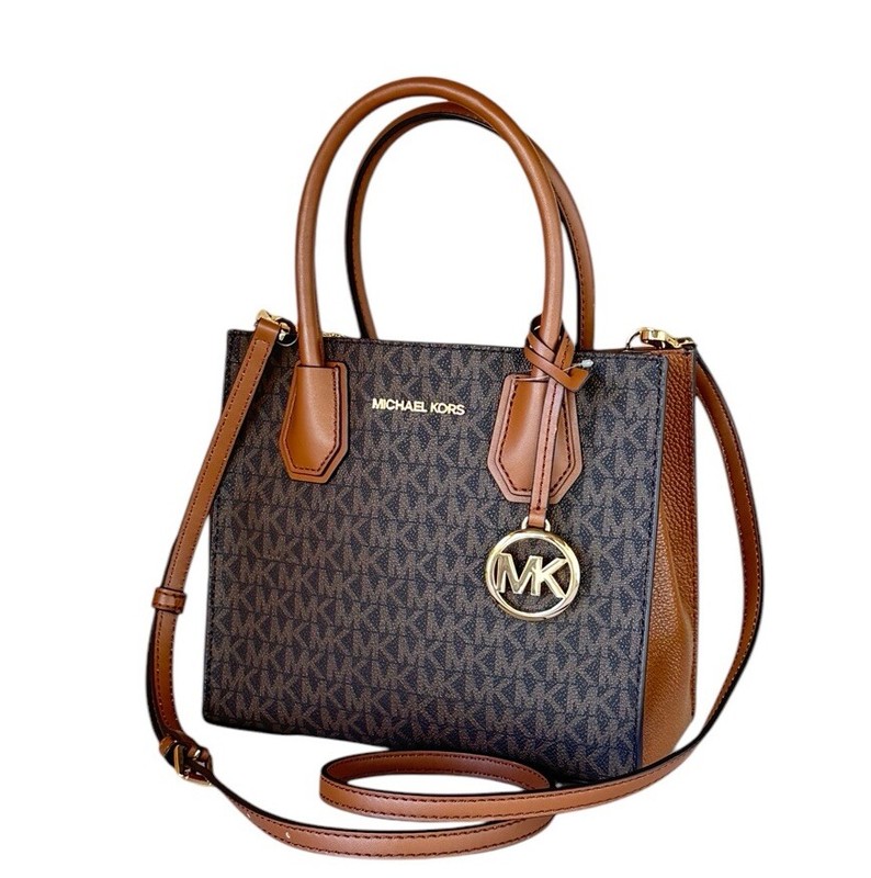 Michael Kors Mercer Medium Satchel Shoulder Crossbody Bag MK Brown
