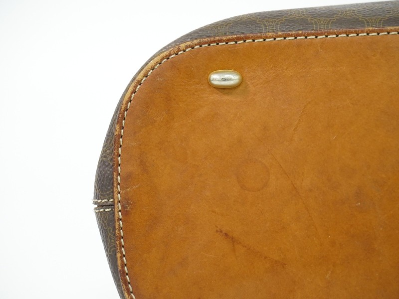 CELINE Macadam PVC Handbag Brown Gold gallery