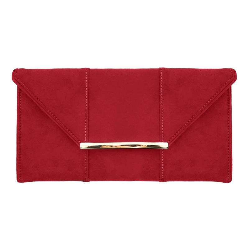 Faux Microsuede Envelope Clutch Purse for Women, Detachable Chain Strap, Gold…