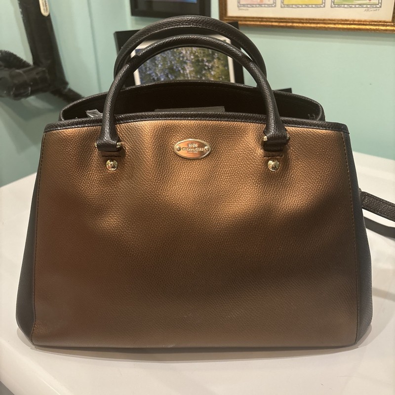 COACH Black Satchel Top Handle w/ Detachable Adjustable Strap, Zip, Studs