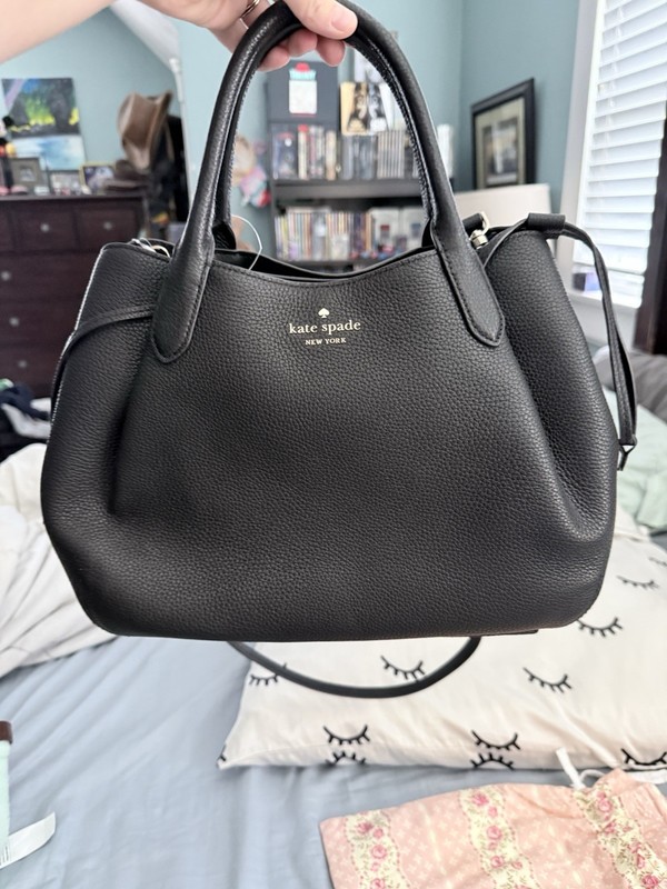 NWT Kate Spade Black Dumpling Small Satchel Bag in Pebbled Leather Handbag
