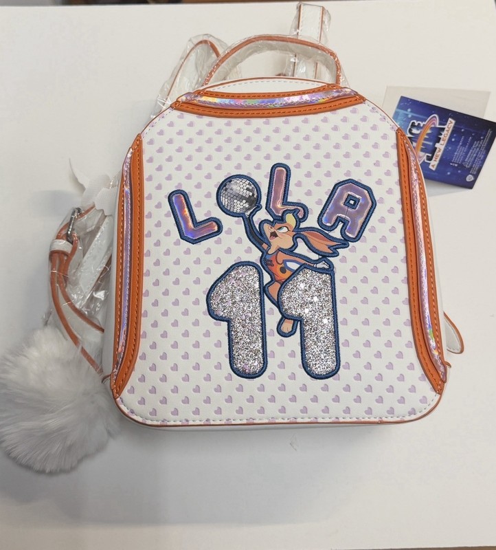 Danielle Nicole Lola Bunny Mini Backpack Holographic Glitter Pom Pom Bag
