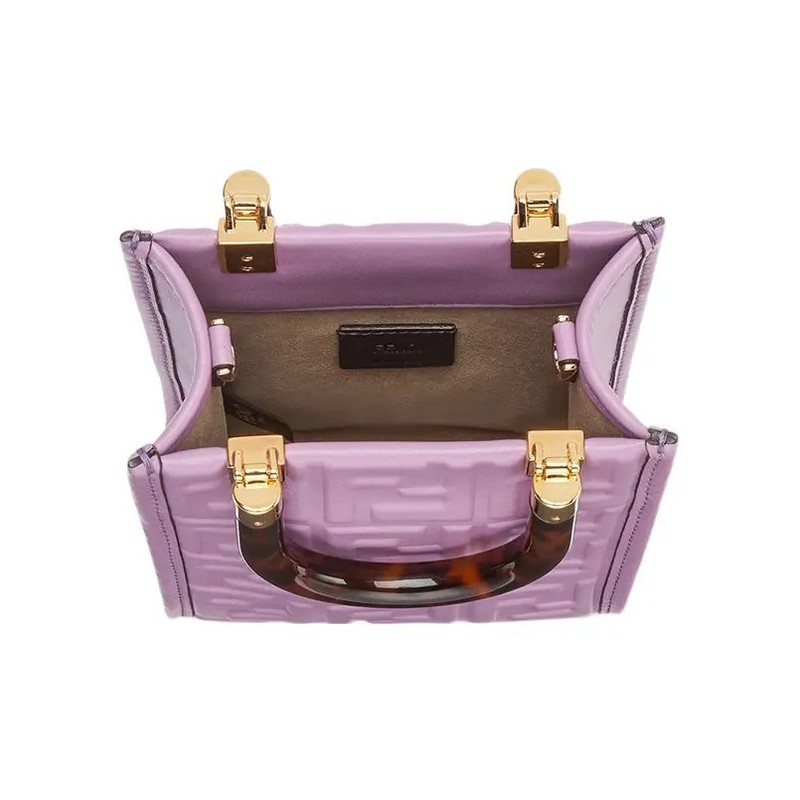 FENDI Sunshine 3D Texture FF Embossed Tote Crossbody Bag Women's 5.1x2.5x7 in gallery