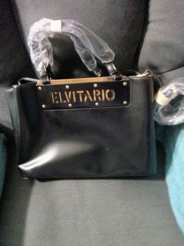 ELVITARIO Large Black Satchel Top Handle, Zip Closure, Gold Hardware, Studded