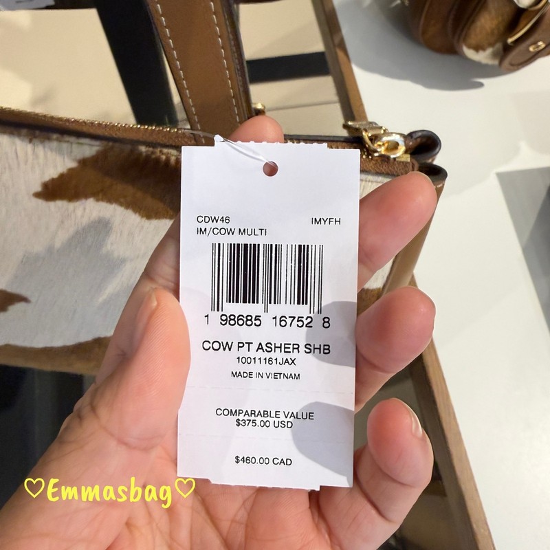 Coach Asher Shoulder Bag In Haircalf With Cow Print CDW46 cow printed haircalf gallery
