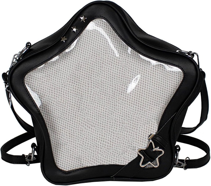 STEAMEDBUN Ita Bag Backpack Heart Shaped Black Pin Display