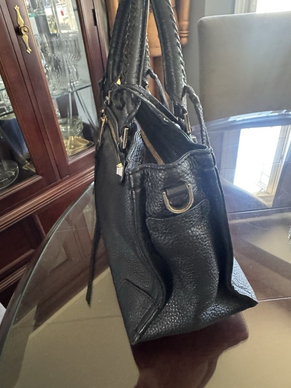 Rebecca Minkoff Black Pebbled Satchel Double Handles Gold Hardware gallery